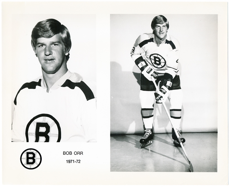 2 Diff. 1970’s Boston Bruins Hockey Team Issued 8” x 10” B/W Photos