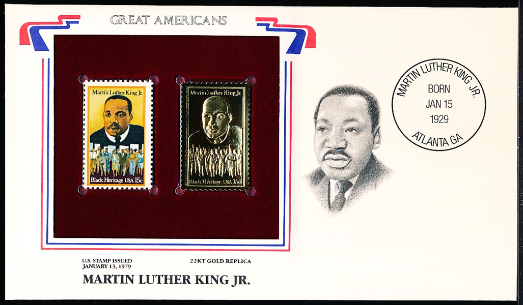 U.S. Postal Comm. Society “Great Americans” Original & 22kt Gold Stamp- MLK Jr.