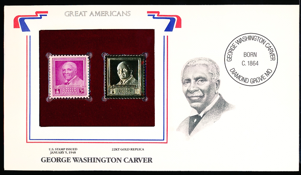 U.S. Postal Comm. Society “Great Americans” Original & 22kt Gold Replica Stamps- 3 Diff. African American Pioneers