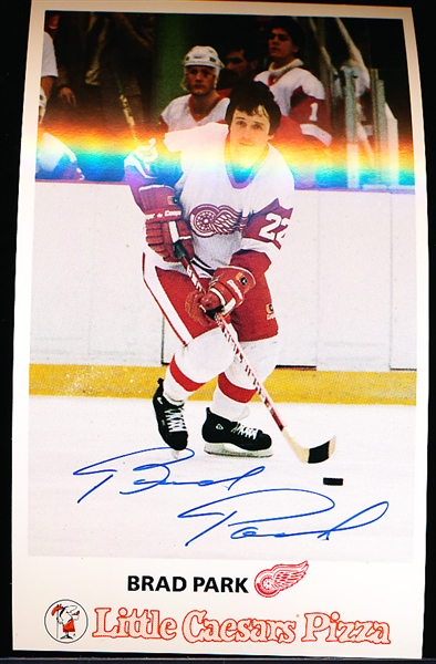 Brad Park Autographed Detroit Red Wings 3-7/8” x 6 Little Caesars/Team Issued Photo