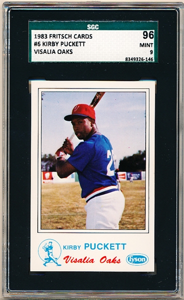 1983 Fritsch Cards- Minor League Baseball- #6 Kirby Puckett, Visalia Oaks- SGC 96 (Mint 9)