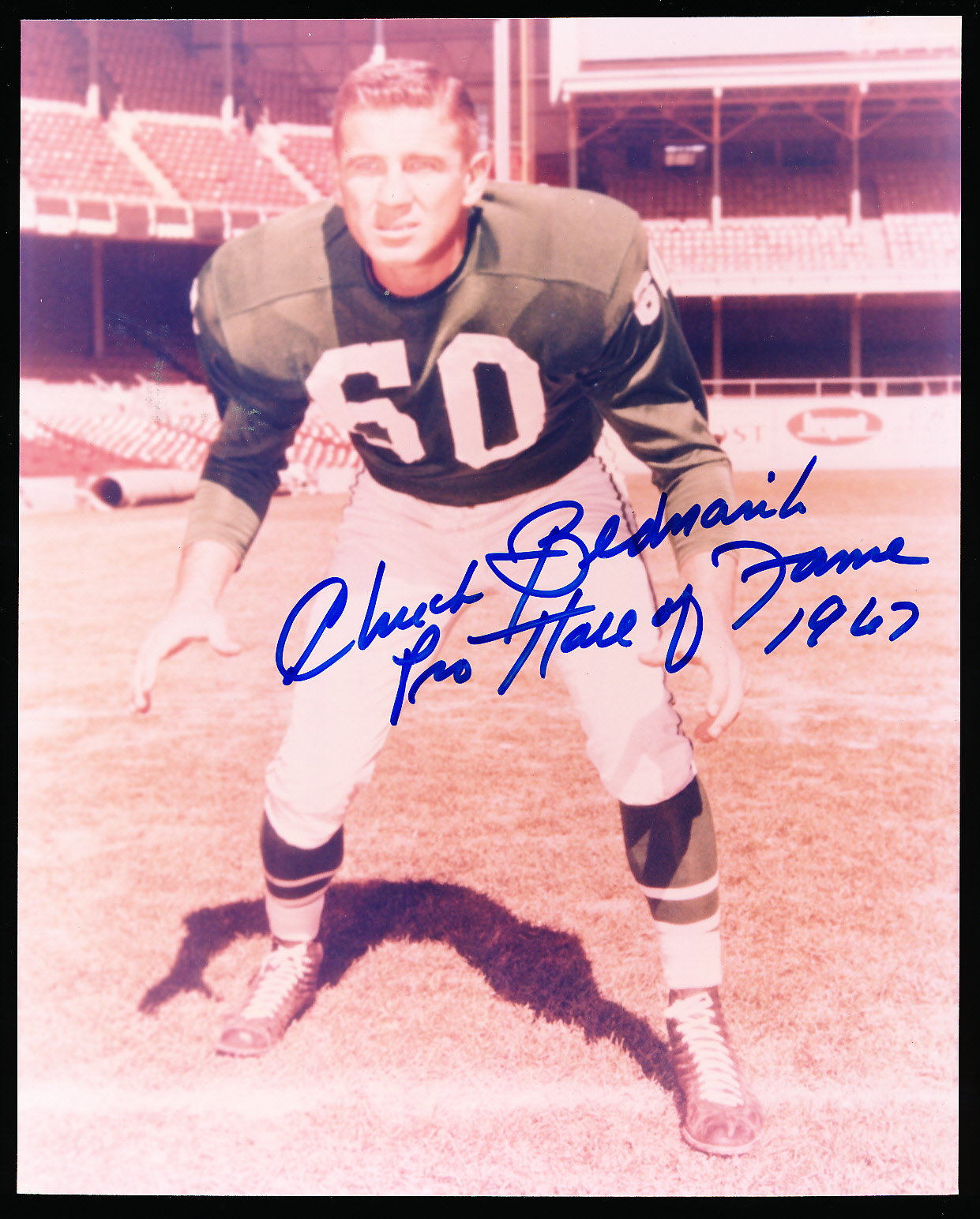 Chuck Bednarik Philadelphia Eagles HOF 1967 Signed 8x10 Color