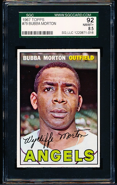 1967 Topps Baseball- #79 Bubba Morton, Angels- SGC 92 (NM/Mt+ 8.5)