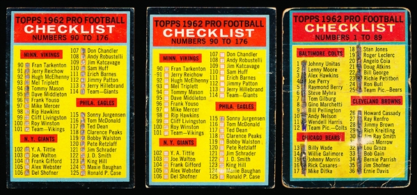 1962 Topps  Fb- 4 Checklists