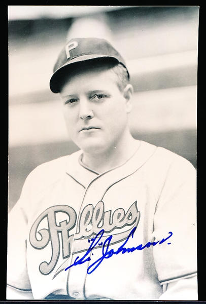 Autographed Si Johnson Philadelphia Phillies Bsbl. B/W Photo Postcard