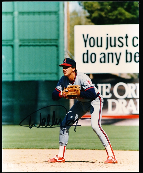 Autographed Wally Joyner California Angels Bsbl. Color 8” x 10” Game Action Photo