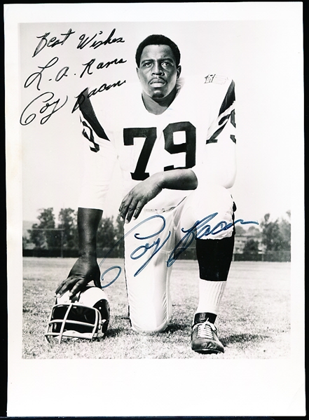 Coy Bacon Autographed Los Angeles Rams Ftbl. B/W 5” x 7” Photo