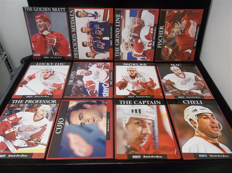 2002 Detroit Free Press/UPN 50 Red Wings Newspaper 8” x 10” Insert Cards- 99 Asst.