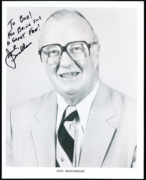 Autographed Jack Brickhouse B/W Bsbl. 8” x 10” Photo