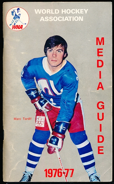 1976-77 WHA League Media Guide- Marc Tardif Cover