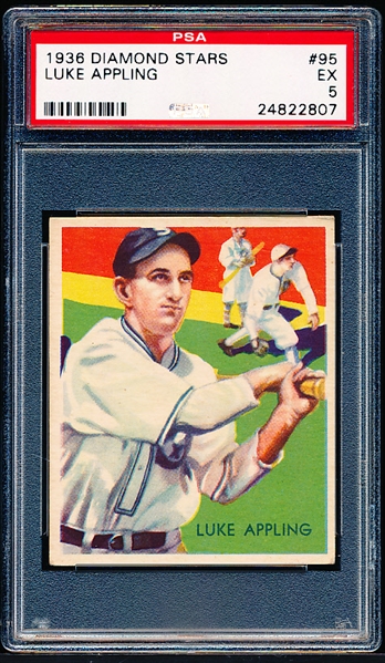 1934-36 Diamond Stars Bb- #95 Luke Appling, White Sox- PSA EX 5 – 1936 Blue Print Back