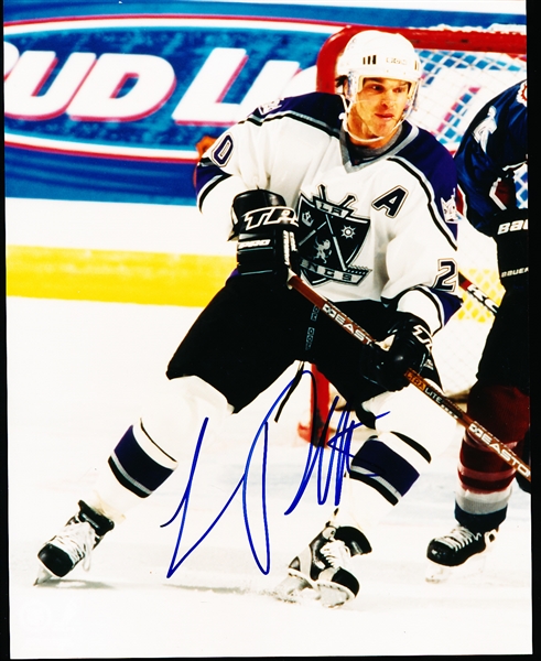 Autographed Luc Robitaille Los Angeles Kings Hockey Color 8” x 10” Game Action Photo