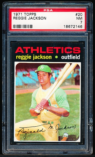 1971 Topps Bsbl. #20 Reggie Jackson, A’s- PSA Graded NM 7