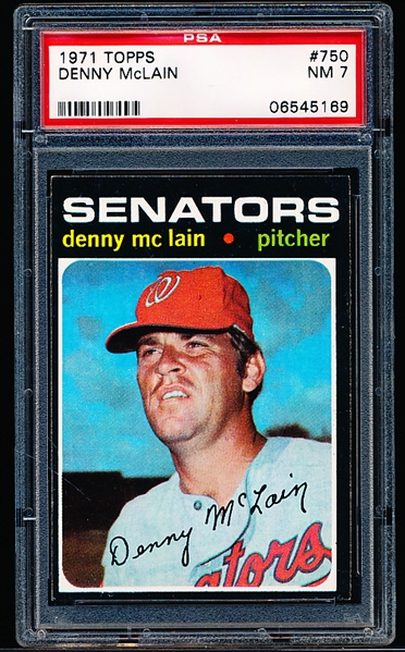 1971 Topps Bsbl. #750 Denny McLain SP, Senators- High #!- PSA Graded NM 7