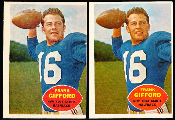 1960 Topps Fb- #74 Frank Gifford, Giants- 2 Cards