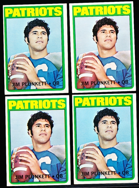 1972 Topps Fb- #65 Jim Plunkett RC- 4 Cards