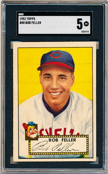 1952 Topps Baseball- #88 Bob Feller, Indians- SGC 5 (Ex)