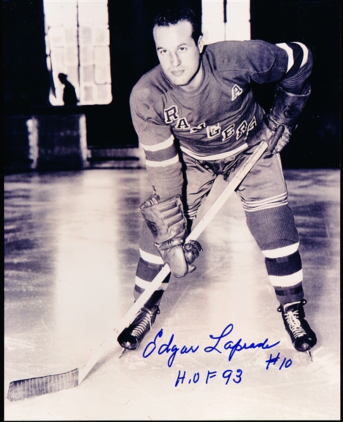 Autographed Edgar Laprade New York Rangers Hockey B/W 8” x 10” Photo