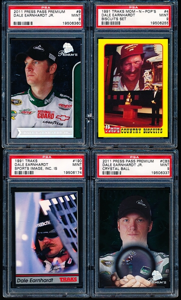 Dale Earnhardt Sr. and Jr. NASCAR Auto Racing- 8 Diff. PSA Graded Mint 9 Cards