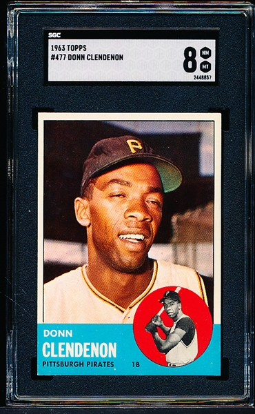 1963 Topps Baseball- #477 Donn Clendenon, Pirates- SGC 8 (Nm-Mt)