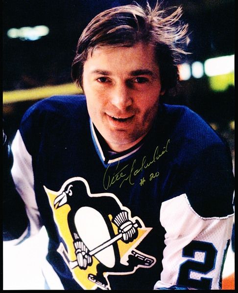 Autographed Pete Mahovlich Pittsburgh Penguins NHL Color 8” x 10” Photo