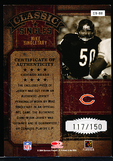 Mike Singletary Chicago Bears Jersey – Classic Authentics