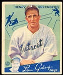 1934 Goudey Baseball- #62 Hank Greenberg, Detroit