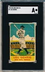 1933 DeLong Gum Co. Bb- #7 Lou Gehrig, New York Yankees- SGC A (Authentic)- Rare card! 