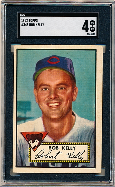 1952 Topps Baseball- #348 Bob Kelly, Cubs- Hi#- SGC 4 (Vg-Ex)