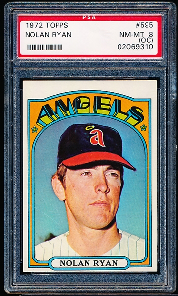 1972 Topps Baseball- #595 Nolan Ryan, Angels- PSA Nm-Mt 8 (OC)