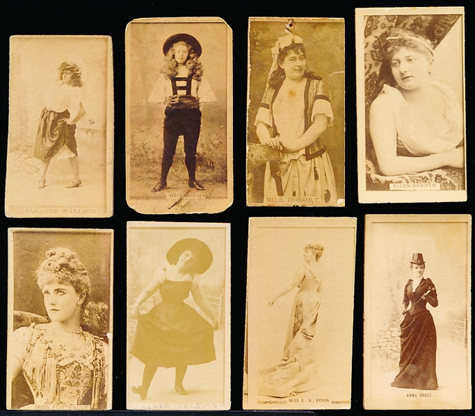 Late 1880’s Sweet Caporal “Actress” (N245) Vertical Ad Back Cigarette Cards- 8 Diff.