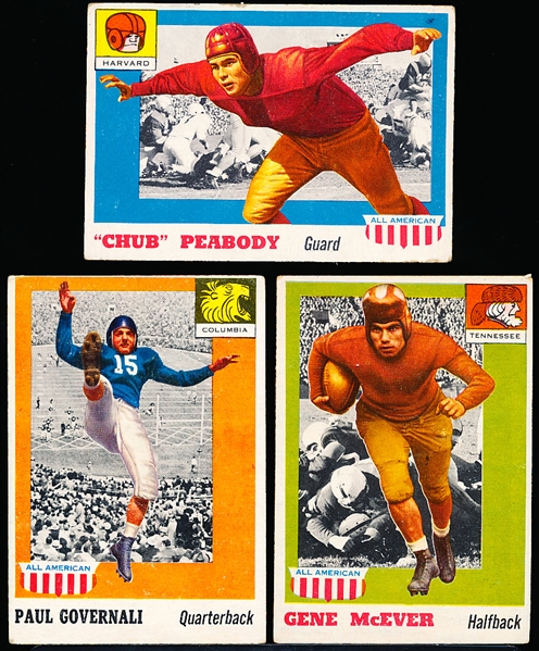 1955 Topps All American Fb- 3 Cards