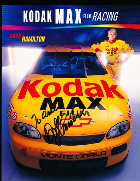 Autographed Bobby Hamilton Kodak Max Auto Racing Color 8-½” x 11” Photo Handout