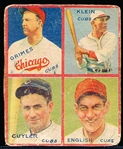 1935 Goudey Bb 4 in 1- #5D Cuyler/ English/ Grimes/ Klein (Cubs)