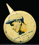 1938 Our National Game Pin- No Paper Backing Card- Jerome (Dizzy) Dean, Cardinals