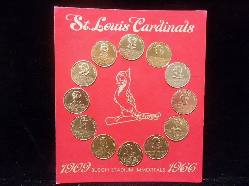 1966 St. Louis Cardinals “Busch Stadium Immortals” Coin Complete Set of 12 in Display Board! 