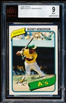 1980 Topps Baseball- #482 Rickey Henderson Rookie!- Beckett 9 Mint