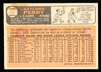 1966 Topps Baseball- #598 Gaylord Perry, Giants- Hi#