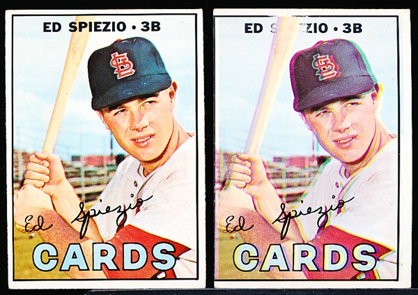 1967 Topps Bb- #128 Ed Spiezio, Cards- 2 Variations
