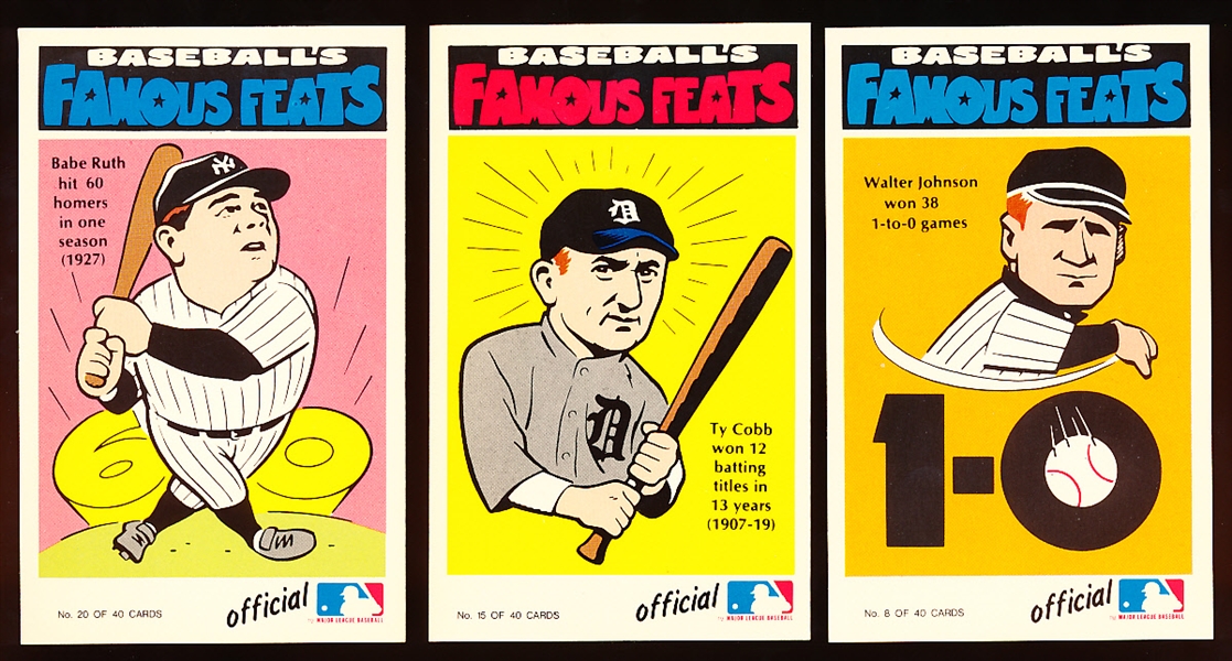 1972 Fleer “Famous Feats” Baseball Complete Set of 40