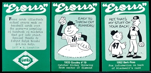 1977 Laughlin “Erorrs” Baseball Complete Set of 40