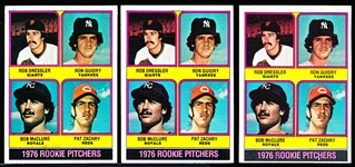 1976 Topps Bsbl. #599 Ron Guidry RC- 3 Cards