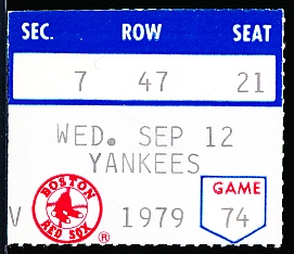 September 12, 1979 New York Yankees @ Boston Red Sox MLB Ticket Stub- Yaz’s 3000th Hit!