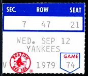September 12, 1979 New York Yankees @ Boston Red Sox MLB Ticket Stub- Yaz’s 3000th Hit!