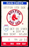 October 1, 1983 Cleveland Indians @ Boston Red Sox MLB Ticket Stub- Yaz Day at Fenway!