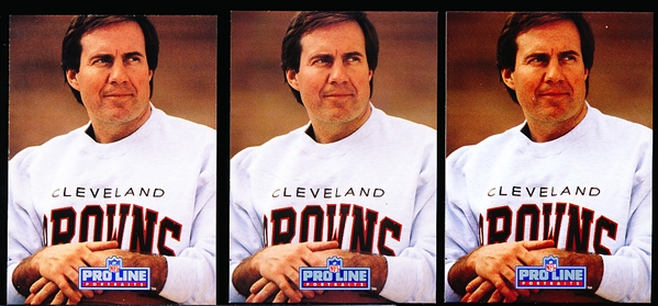 1991 Pro Line Ftbl. #115 Bill Belichick RC- 3 Cards