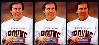 1991 Pro Line Ftbl. #115 Bill Belichick RC- 3 Cards