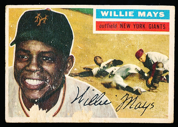 1956 Topps Baseball- #130 Willie Mays, Giants- Gray Back