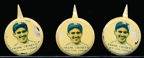 1938 Our National Game Pin- Frank Crosetti, New York Yankees- 3 Pins
