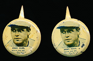 1938 Our National Game Pins- Jimmy Foxx, Boston Red Sox- 2 Pins